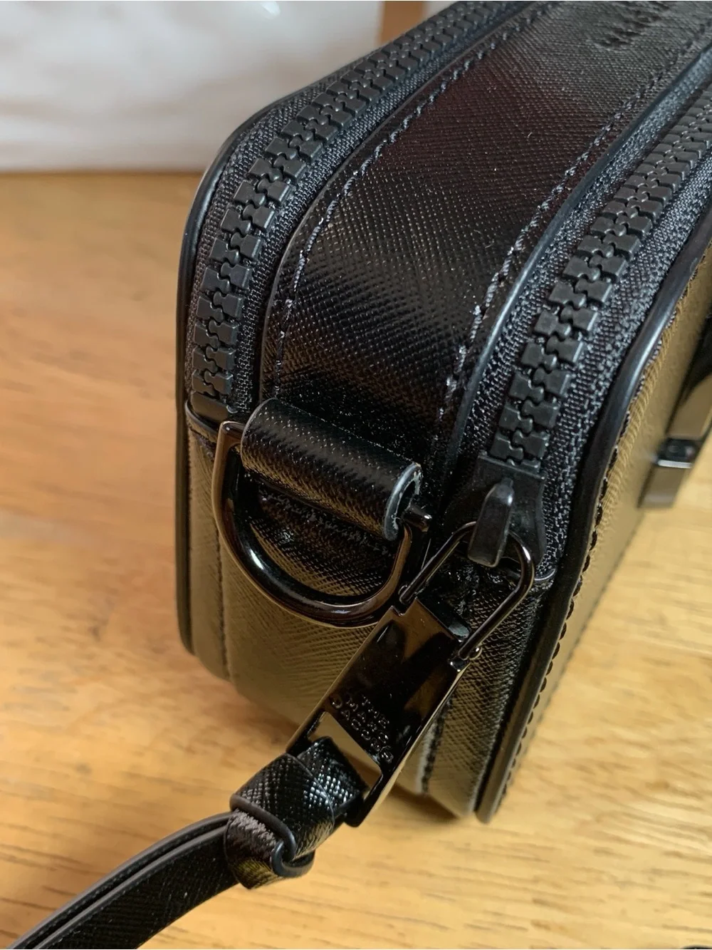 Pre Owned Marc Jacobs Black Saffiano Leather Double-J Crossbody Camera Bag - Picture 12 of 17
